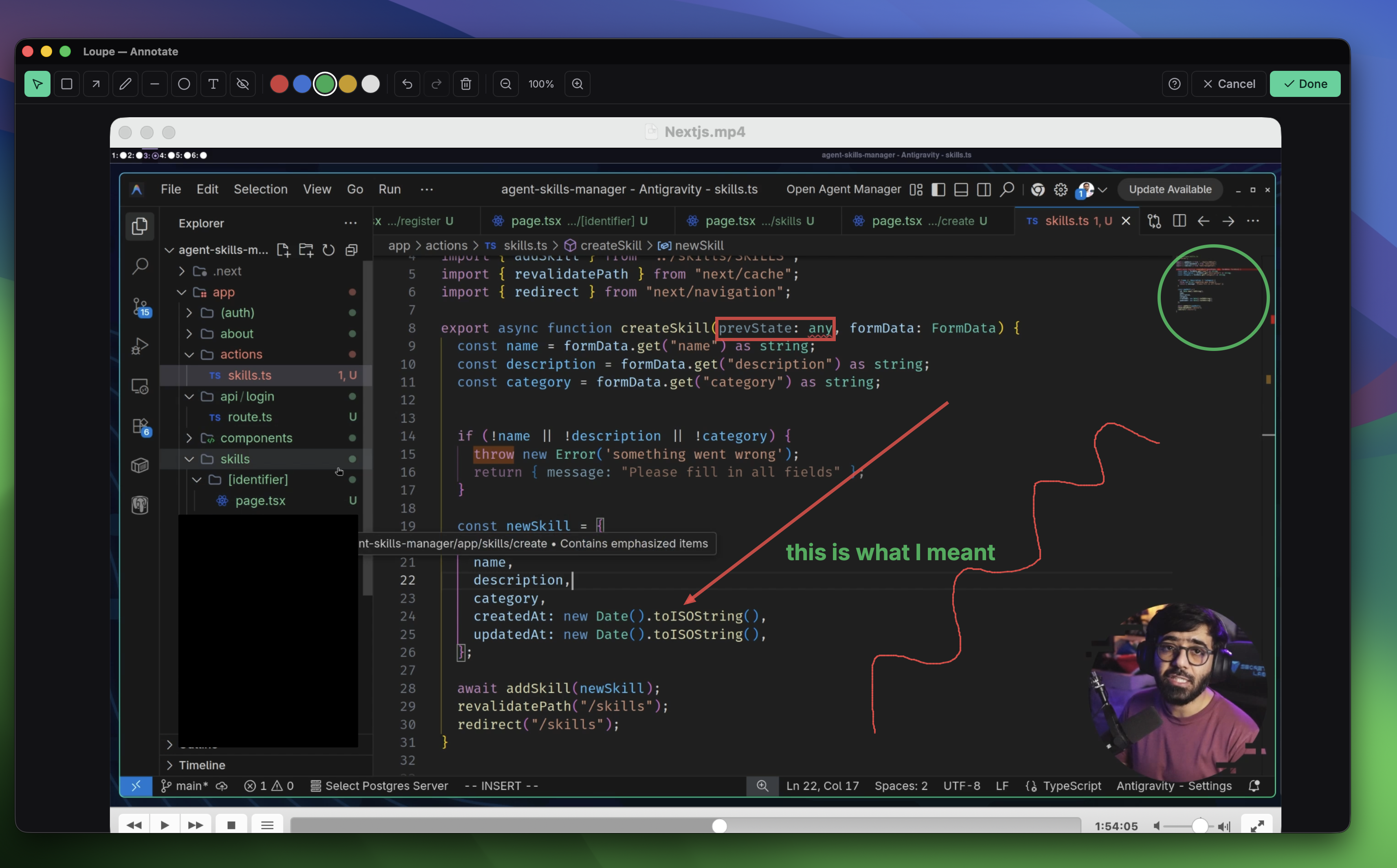 Full-size annotation editor with an arrow and text label drawn on a screenshot of a UI bug